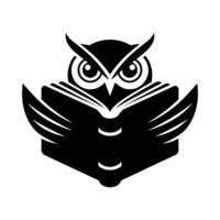 Wise Owl Reading a Book Symbol of Knowledge, Knowledgeable Owl with Book Illustration vector