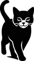 Walking Cat Silhouette Illustration, Simple Cat Outline Graphic vector