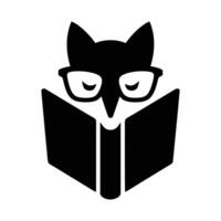 Cute Fox with Glasses Reading a Book, Smart Fox Mascot Reading Illustration vector
