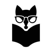 Fox with Glasses Reading a Book, Fox Reader Logo for Learning Materials vector