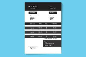 Medical Invoice Template for Client Billing vector