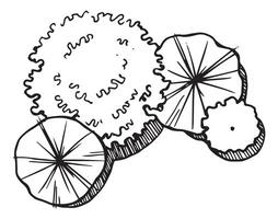 top view. hand drawn wood composition. architectural ink drawing. vector