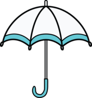 Simple hand-drawn blue and white umbrella illustration. Perfect for weather, rain, seasonal, or travel design projects and digital sticker collections. png