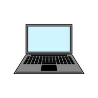 A simple illustration of a laptop with a black keyboard and a light blue screen. The laptop is designed in a minimalist and modern style, suitable for digital and technology content. vector