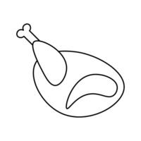 simple black and white line art of chicken thigh and chicken breast on a plate. Minimalist design suitable for food icon vector