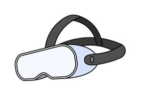 A simple illustration of a VR headset. The device has a modern design with curved shields and adjustable straps. Ideal for technology, gaming and virtual reality concepts. vector
