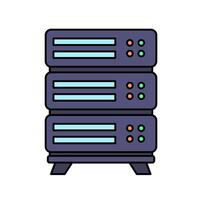 Simple illustration of a server rack. Showing three-tier servers with indicator lights, representing data storage and network infrastructure. Suitable for technology, IT and cloud computing concepts. vector