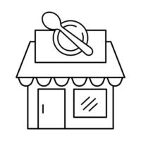 simple black lines of a restaurant building vector