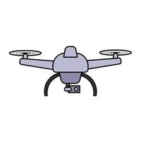 Simple and modern drone illustration. Shows a quadcopter equipped with a camera, symbolizing aerial technology, surveillance and photography. Suitable for technology, innovation and aviation concepts. vector