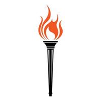 Minimalist design of a torch flame in vibrant orange. vector