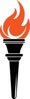 Stylized torch with orange flame in modern minimal look. vector