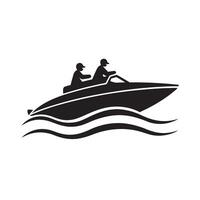 Silhouette of a speed boat jumping off a wave vector
