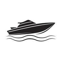 Silhouette of a speed boat slicing vector
