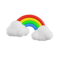 Colorful Rainbow with Two White Clouds png
