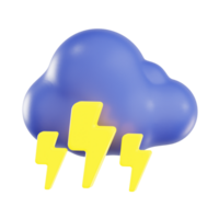 Dark Thundercloud with Lightning Bolt at Night png