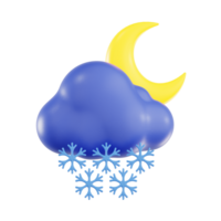 Snowfall with Crescent Moon and Snowflakes png