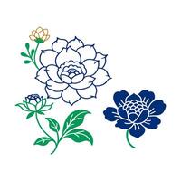 a blue and green flower with leaves vector
