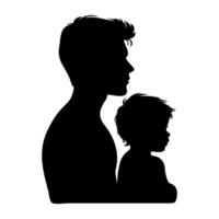 silhouette of a father and son on a white background vector
