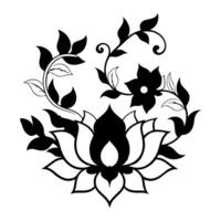black and white drawing of lotus flower vector