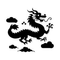 chinese dragon silhouette on white background vector
