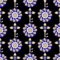 Ornate Geometric Seamless Pattern Symmetrical Floral Pattern Abstract Retro Flower Print Design. vector