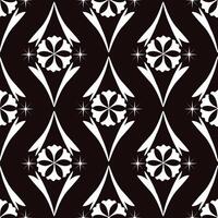 Symmetrical Floral Pattern Seamless On Black Background Flower And Star Geometric Seamless Pattern. vector
