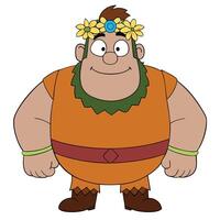 Cartoon forest giant smiling with flower crown illustration design vector