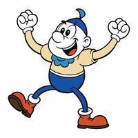 Cheerful cartoon character jumping with joy expressing positive emotions and fun vector