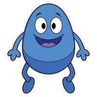 Happy blue cartoon character with smiling face simple and cheerful graphic vector