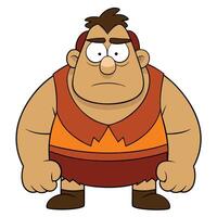 Cartoon illustration of a stout caveman character in stone age attire vector