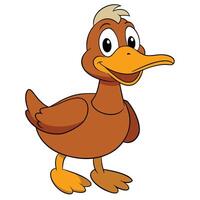Cartoon duck character standing upright with a friendly smile and blond feathers vector