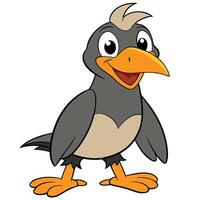 Cute cartoon gray bird character standing upright with a friendly expression vector