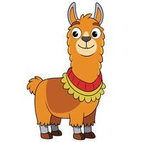 Cartoon style llama wearing a collar on a white background illustration vector