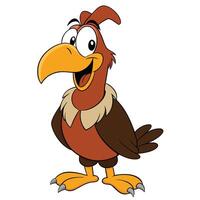 Happy cartoon vulture standing upright with a big smiling expression vector