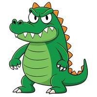 Angry cartoon crocodile alligator character standing posing with fierce expression illustration vector
