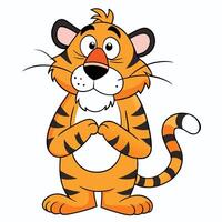 Cartoon tiger character with striped fur in a cute and friendly pose vector