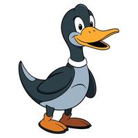 Cartoon duck character illustration smiling with friendly expression isolated on white vector