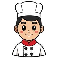 Smiling cartoon chef character in uniform cute food service design element vector
