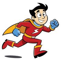 Cartoon superhero running forward with determination and power illustration vector
