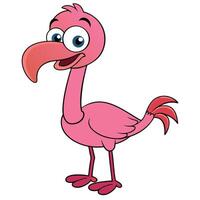 Cheerful cartoon flamingo illustration isolated on white background for design projects vector