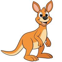 Cute orange cartoon kangaroo character with smiling expression standing upright illustration vector