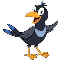 Cheerful cartoon crow illustration with open wings and welcoming expression vector