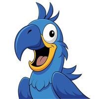 Happy blue parrot cartoon character mascot with open beak illustration vector