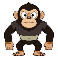 Cartoon monkey with an angry expression standing stance bold outline illustration vector