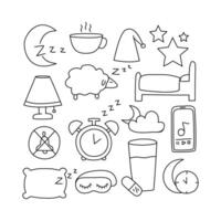 Sleep. Doodle icons set. Isolated on white background vector