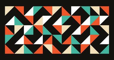 Retro geometric banner with triangle shapes, abstract pattern. Brutal contemporary figures in seamless tiles. Swiss design aesthetic, illustrations. vector