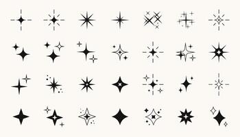 Retro y2k star and blinks shapes, futuristic abstract symbols with dots and lines. design futuristic 2000s aesthetics elements set. vector