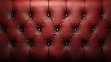 Deep red leather with plush button-tufted detailing, creating a luxurious and refined texture. photo
