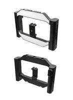 LED light panel with smartphone holder and remote control, dual angled views photo