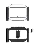 Front and back view of rectangular LED light panel with phone mount and Bluetooth remote photo